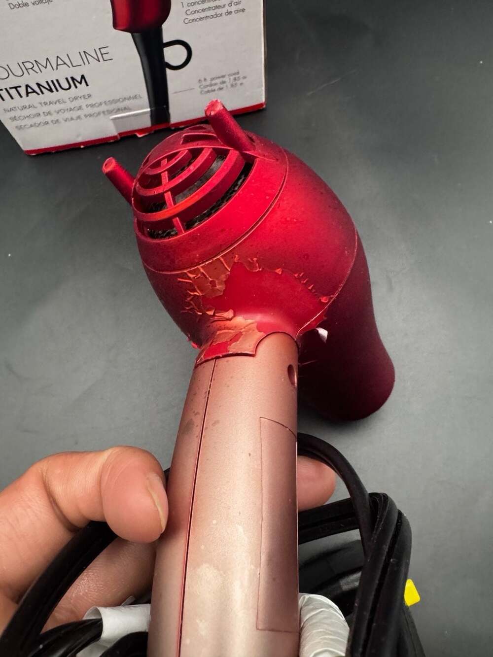 BaBylissPRO TT Tourmaline Titanium Travel Hair Dryer, Red (Model BTT053TUC) - Picture 2 of 5